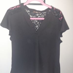 Womens black lace blouse